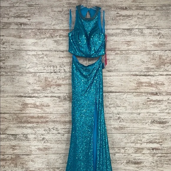 Mori Lee | Dresses | Mori Lee Blue Sequin Dress | Poshmark